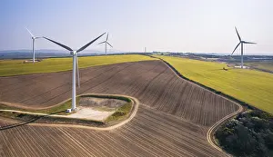 Renewable Energy UK Prints: Wind farm on Cornwall fields, Cornwall