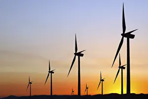Alternative Energy Source Prints: Wind power at sunset