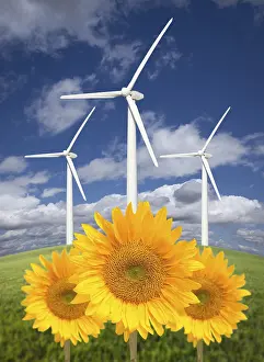 Dramatic Sky Photography Prints: Wind turbines against dramatic sky