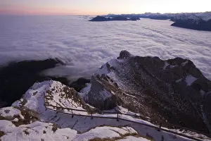 Prints of Windegg mountain with Rigi mountain range over clouds, Pilatus mountain range, Lucerne, Switzerland Lucerne Prints: Windegg Mountain Print, Lucerne, Switzerland