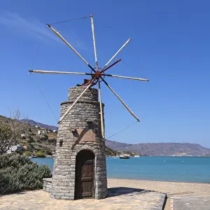 Greek Island Windmills Prints: Windmill on the beach of Elounda