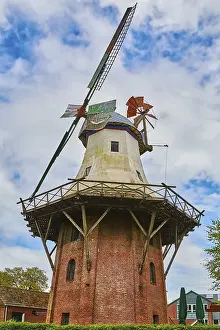 Uninhabited Windmill Structure Prints: A Windmill under the Cloudy Sky
