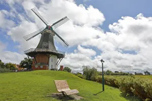 Deserted Windmill Scene Prints: A windmill in front of a dramatic blue sky