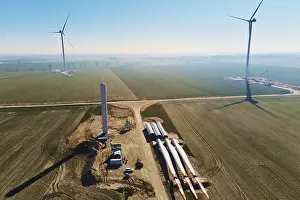 Wind Power Generation Prints: Windmill generator wing prepared for assembling on ground