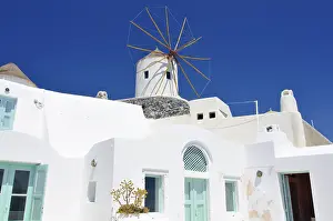 Mediterranean Island Homes Prints: Windmill in a typical Cycladic architectural style