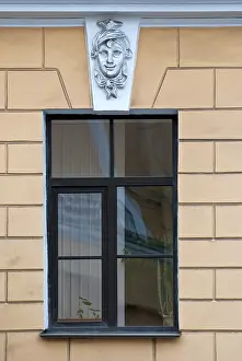 Framed Print : Beige Wall Print with Bas-Relief Window Framed Print : Beige Wall Print with Bas-Relief Window