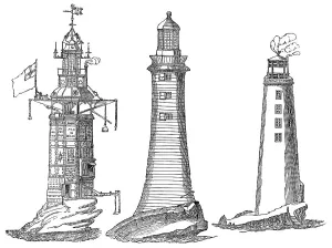 Lighthouses In Europe Prints: Winstanley's lighthouse in 1699