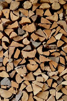 Wood Texture Background Prints: Winter Background Texture Of Split Stacked Wood