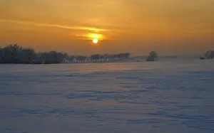 Winter Landscape Prints: Winter day with the setting sun