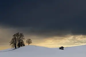 Southern Germany Winter Scenery Prints: Winter landscape against a dramatic sky