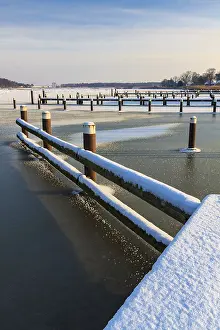 Northern Germany In Winter Prints: Winter on the Prerow Current with snow