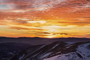 Southern Europe Mountainous Landscape Prints: Winter sunset from Mount Nerone
