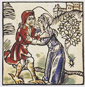 Historical Female Figures Art Prints: Witch, bogeyman with the devil