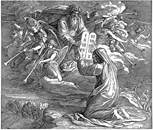 Old Testament Prints: Woodcut, The Ten Commandments, Second Book of Moses