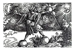 Medieval Woodcuts For Sale Prints: Woodcut, man and the four elements
