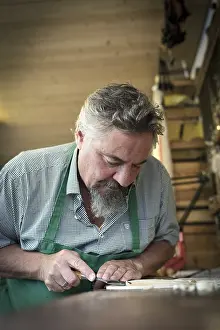 Master Luthier Prints: Work on the lid of the instrument