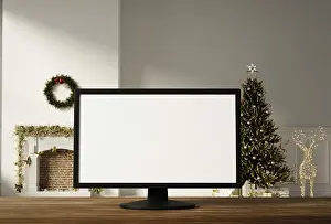 Deserted Christmas Scene Prints: A workspace set up for Christmas