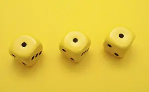 Empty Game Board Prints: Three yellow dice