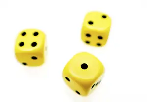 Gambling Theme Photo Prints: Three yellow dice
