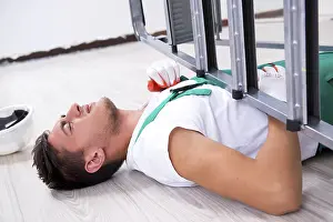 European Countryside Scenery Prints: Young worker falling from the ladder