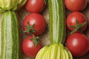 Vegetable Still Life Prints: Zucchini and tomatoes