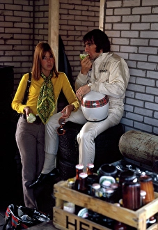 Jackie Stewart Prints: Jackie Stewart in the Pit Garage Print