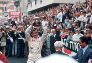 Graham Hill Prints: Monaco GP 1969 Print - Graham Hill with Trophy