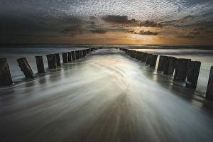Long Exposure Coastal Shots Prints: Breakers on the North Sea beach