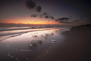 Sunset On The Sea Prints: Breakers on the North Sea beach