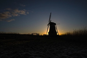 Windmill At Sunrise Prints: Dutch windmill