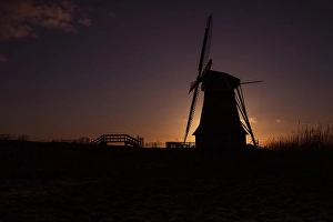 Windmill At Sunset Prints: Dutch windmill