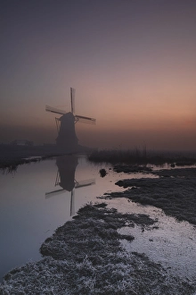 Reflections On Water Surface Prints: Dutch windmill