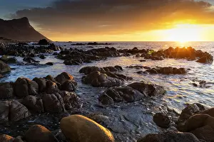 South African Landscapes Prints: Sunset at False Bay