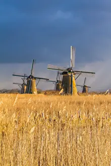 Netherlands Tourist Attraction Prints: Windmills at Kinderdijk
