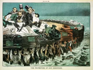 Prints of An illustration from Puck magazine Industrialist Prints: Print of Robber Barons Crushing Workers, 1883