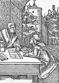 Male Mathematician Portrait Prints: Medieval Arithmetic