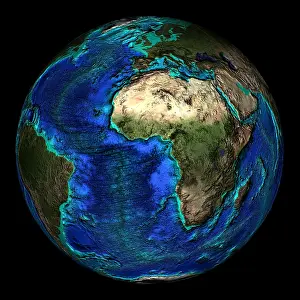 Africa Topography Map Prints: Topographical Map of Coordinates 0 N, 0 E