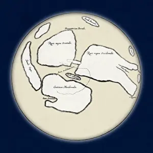 Historical Astronomy Maps Prints: William Gilbert, Moon Map, 1603