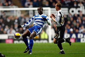 Ibrahima Sonko clears the ball from Nicky Butt Ibrahima Sonko clears the ball from Nicky Butt