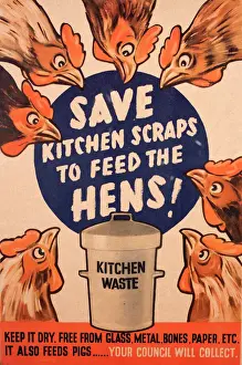 1940s Save Kitchen Scraps Print: Feed Hens and Pigs