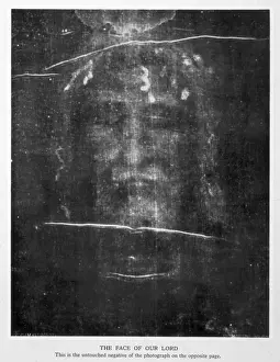 1934 Turin Shroud Face Print: Negative Image Reveal